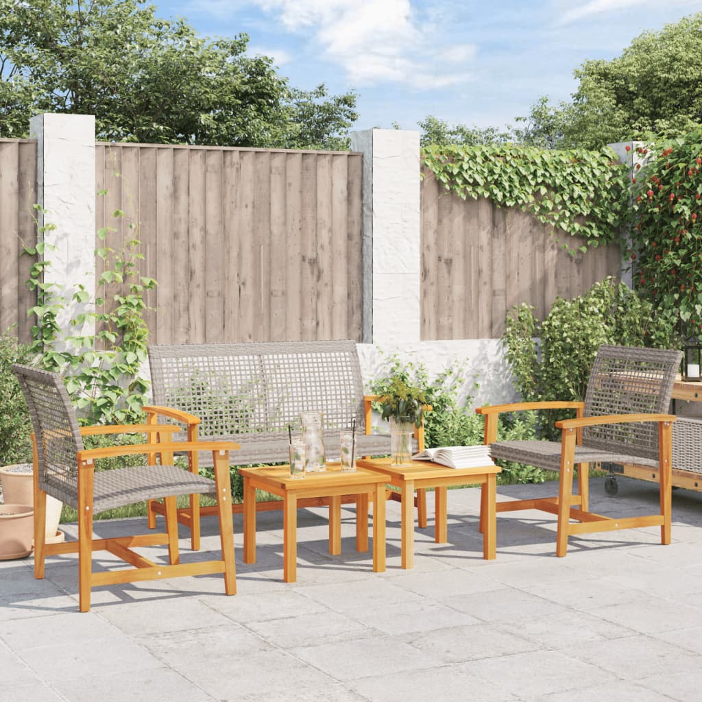 5-Tlg. Garten-Lounge-Set Poly Rattan Und Akazienholz