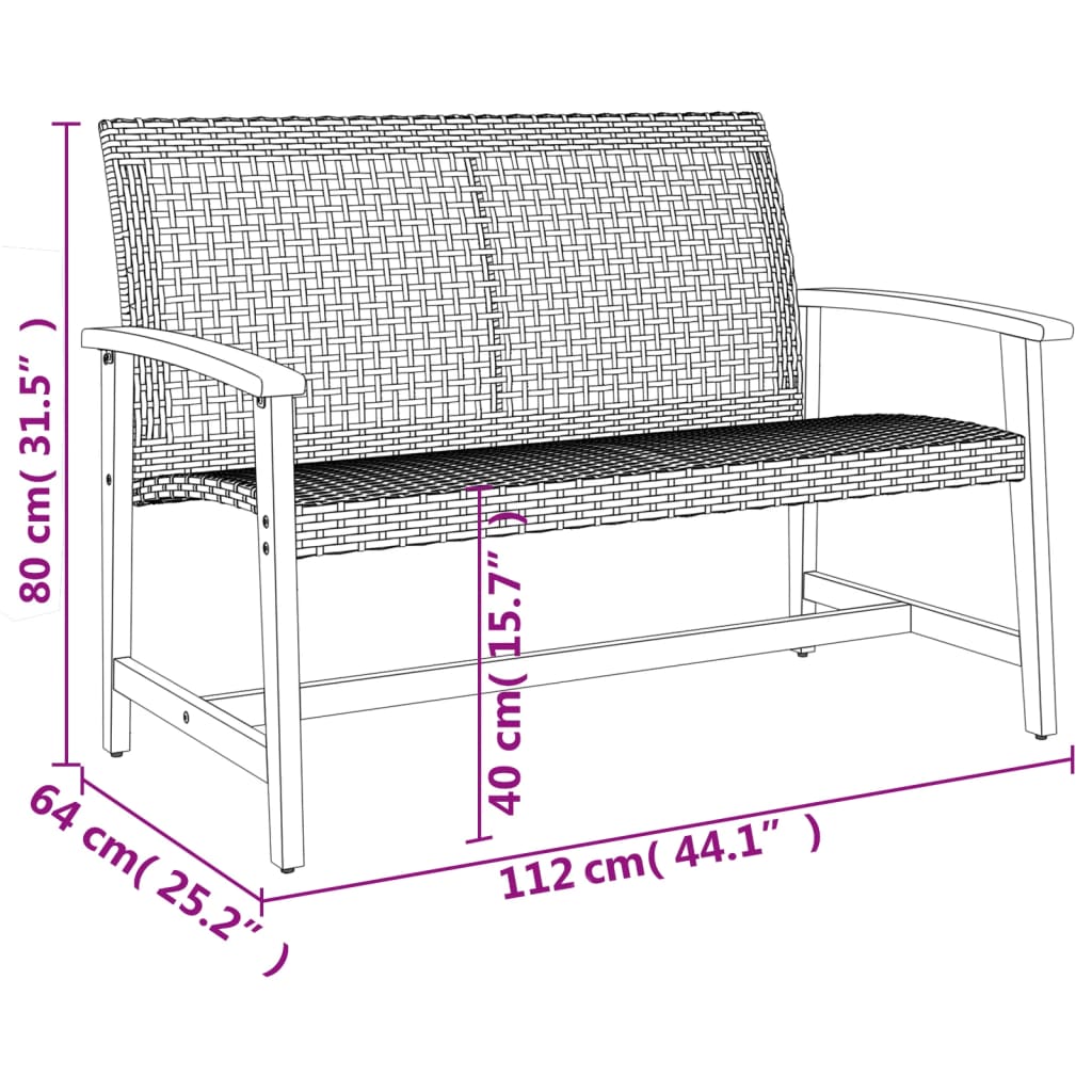 5-Tlg. Garten-Lounge-Set Poly Rattan Und Akazienholz