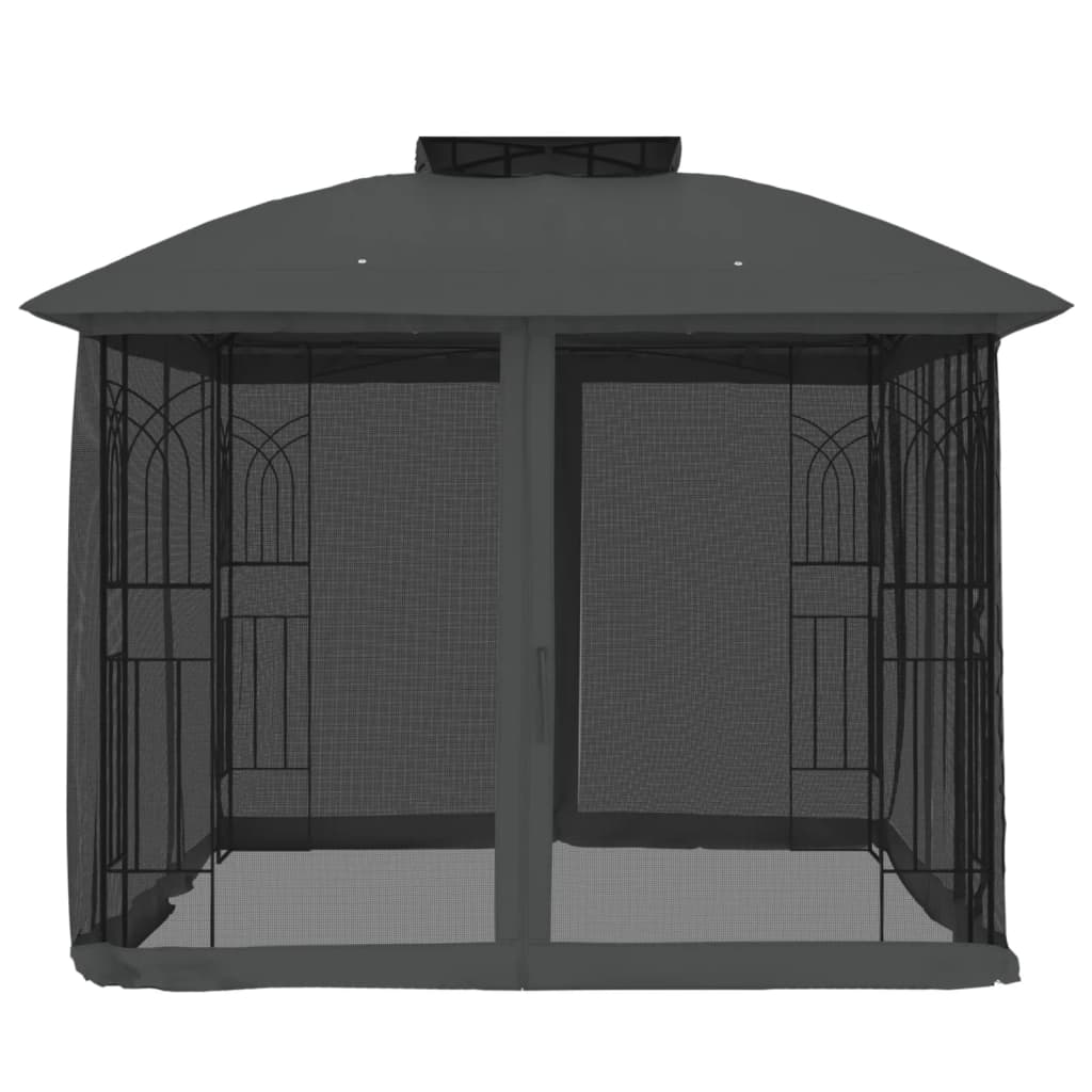 Pavillon Mit Doppeldach & Netzwänden 2,94X2,94M Stahl