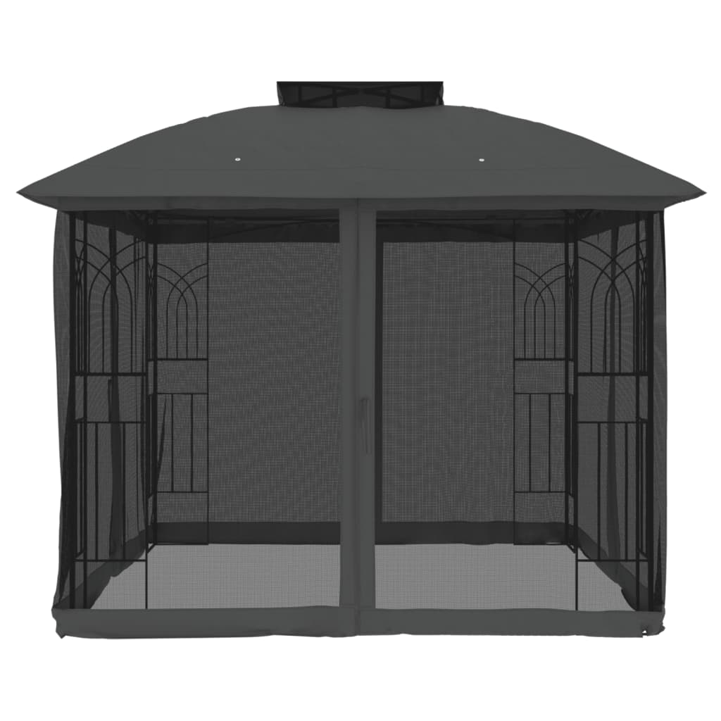 Pavillon Mit Doppeldach & Netzwänden 2,94X2,94M Stahl