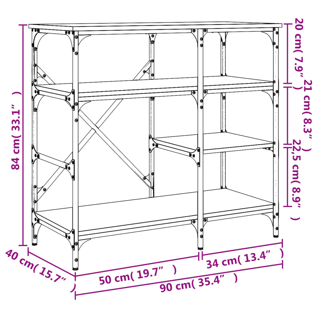 Bäckerregal Sonoma 90X40X84 Cm Holzwerkstoff Und Metall
