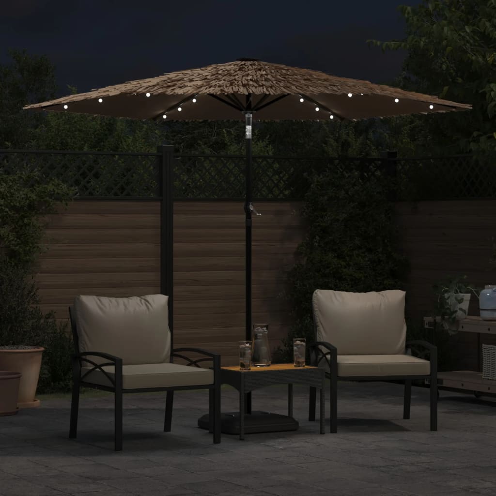 Sonnenschirm Mit Led Und Stahlmast Braun