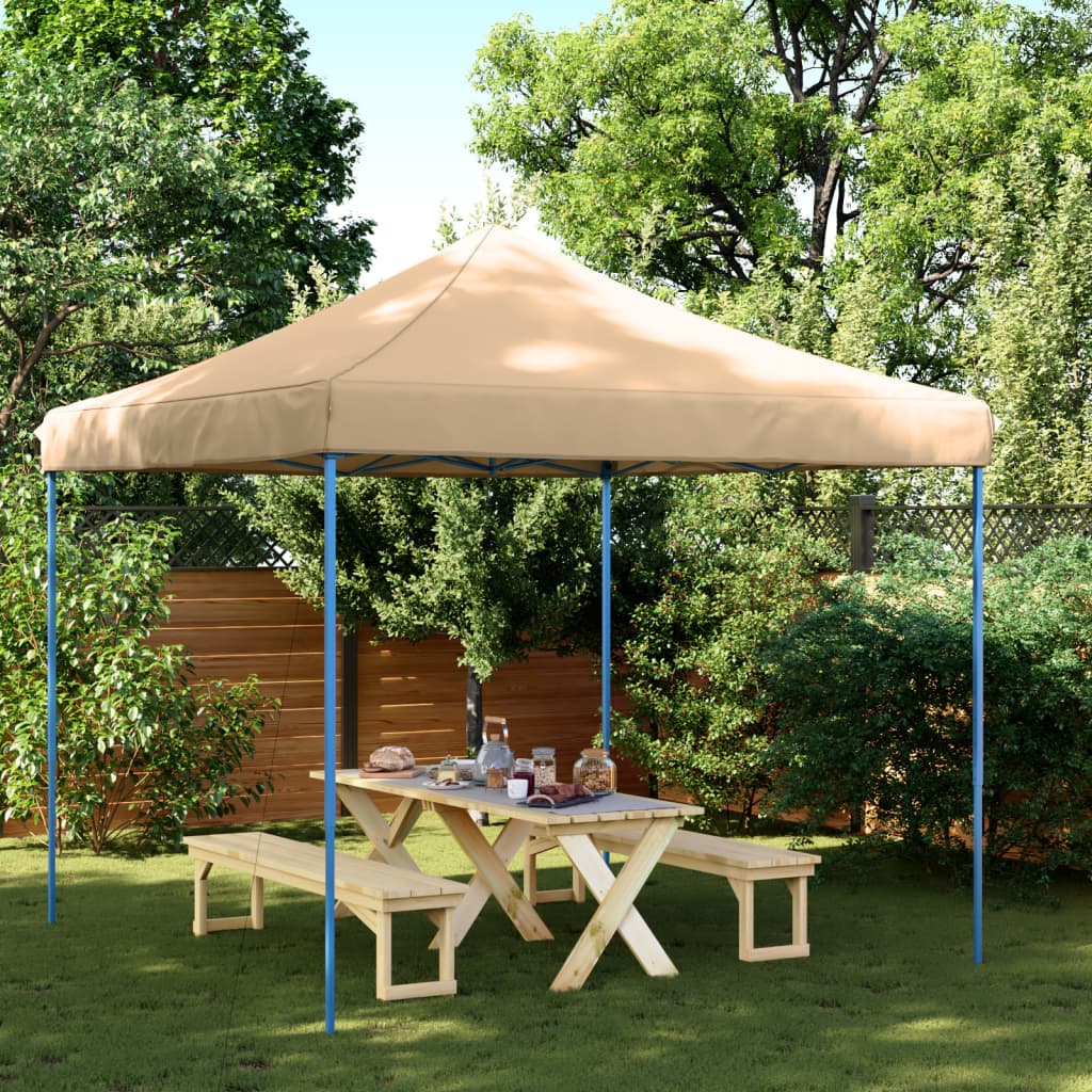 Partyzelt Faltbar Pop-Up Mit 4 Seitenteilen Beige