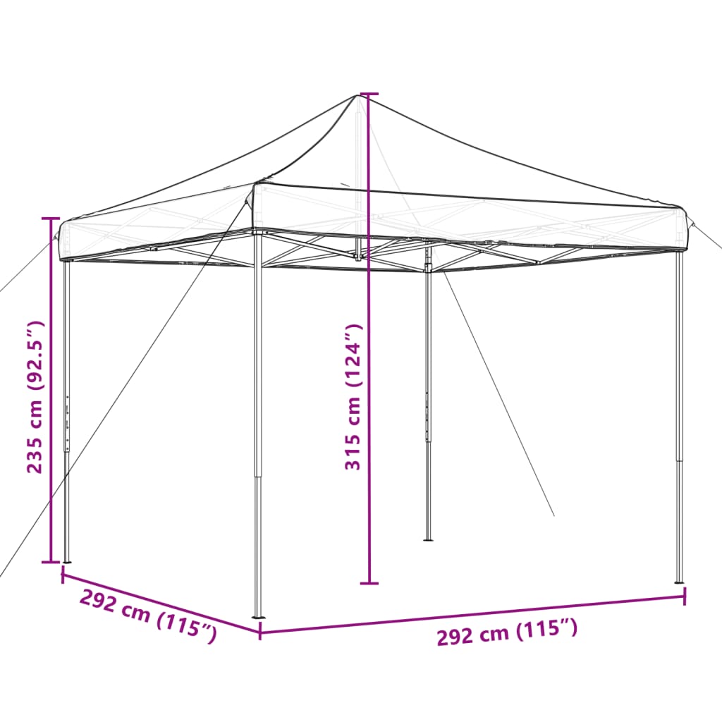 Partyzelt Faltbar Pop-Up 292X292X315 Cm Schwarz