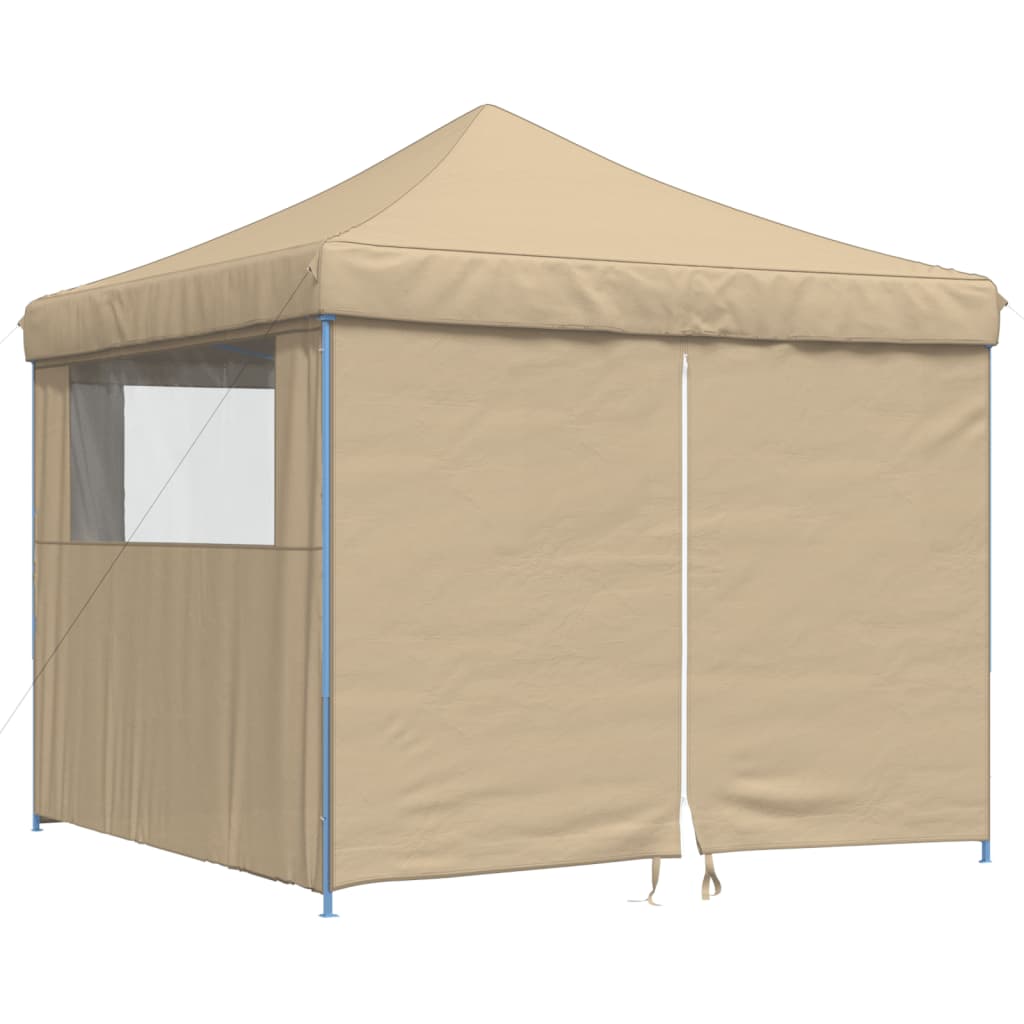 Partyzelt Faltbar Pop-Up Mit 4 Seitenteilen Beige