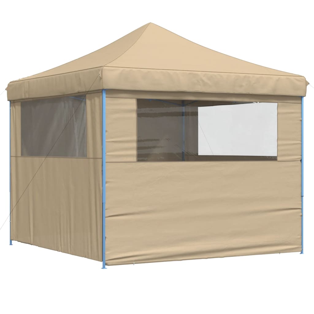 Partyzelt Faltbar Pop-Up Mit 4 Seitenteilen Beige