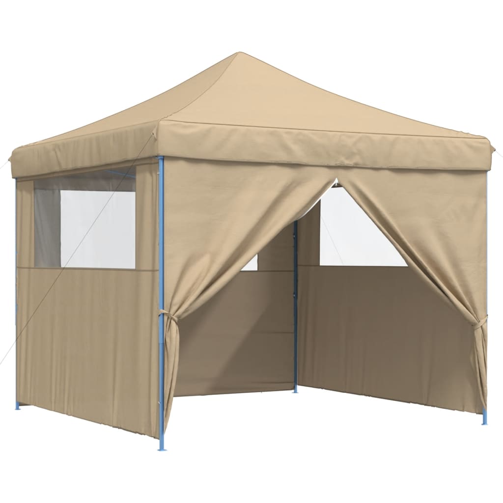 Partyzelt Faltbar Pop-Up Mit 4 Seitenteilen Beige