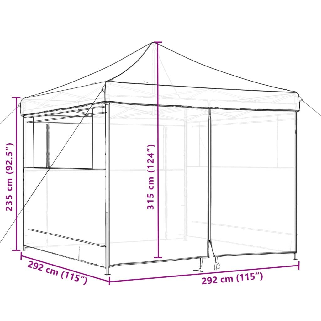 Partyzelt Faltbar Pop-Up Mit 4 Seitenteilen Beige