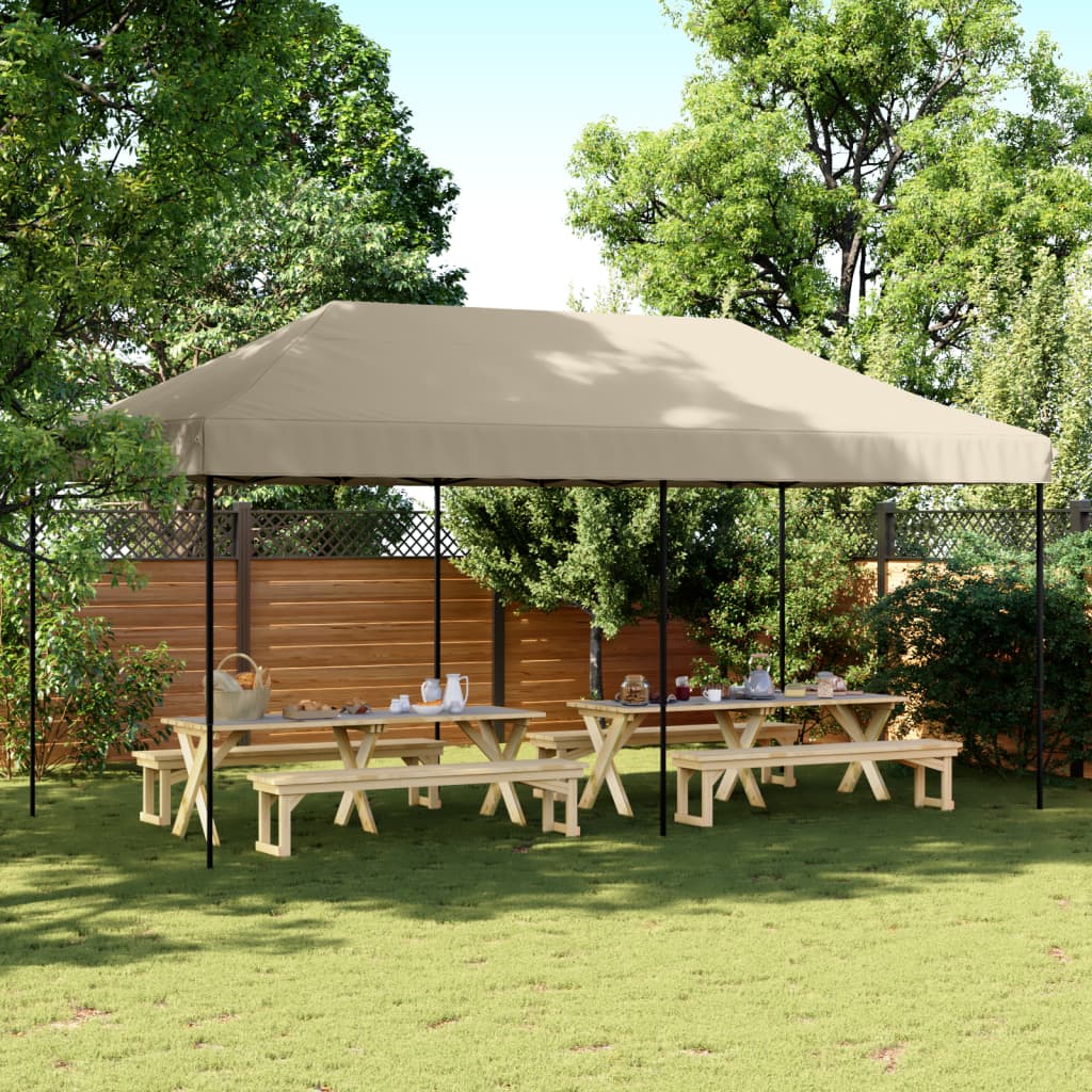 Partyzelt Faltbar Pop-Up Mit 4 Seitenteilen Taupe