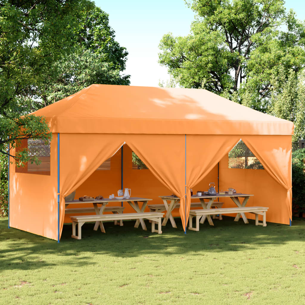 Partyzelt Faltbar Pop-Up Mit 4 Seitenteilen Orange