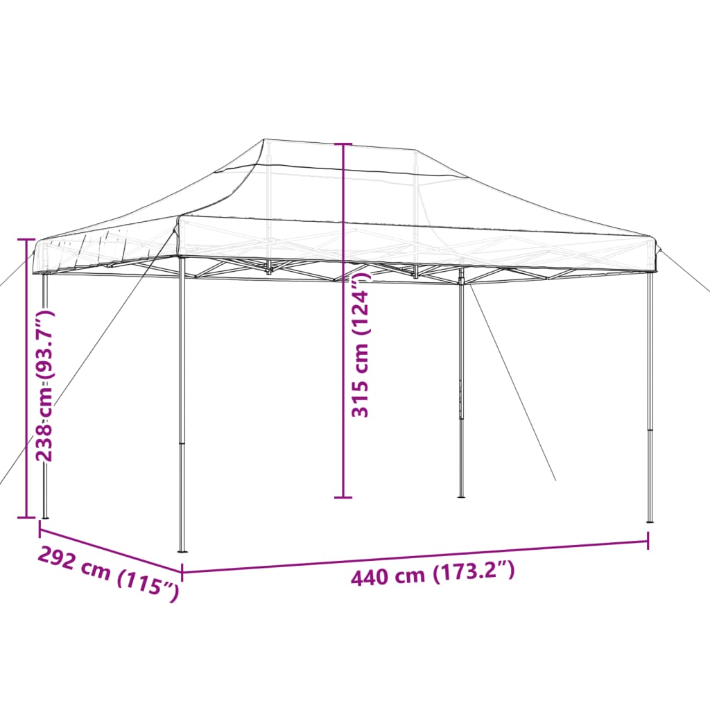Partyzelt Faltbar Pop-Up 440X292X315 Cm Burgunderrot