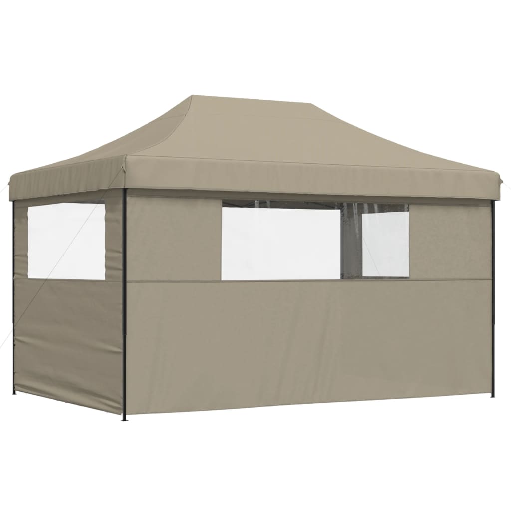 Partyzelt Faltbar Pop-Up Mit 3 Seitenteilen Taupe