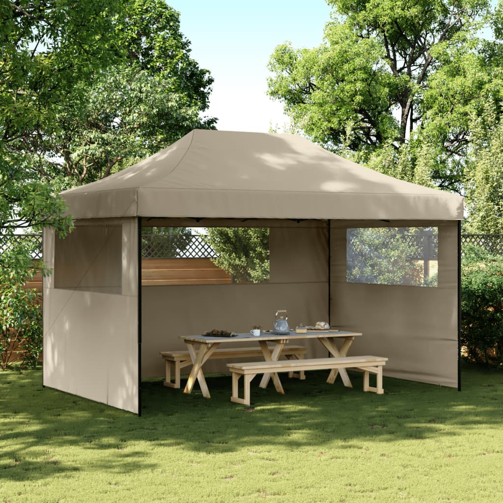 Partyzelt Faltbar Pop-Up Mit 3 Seitenteilen Taupe