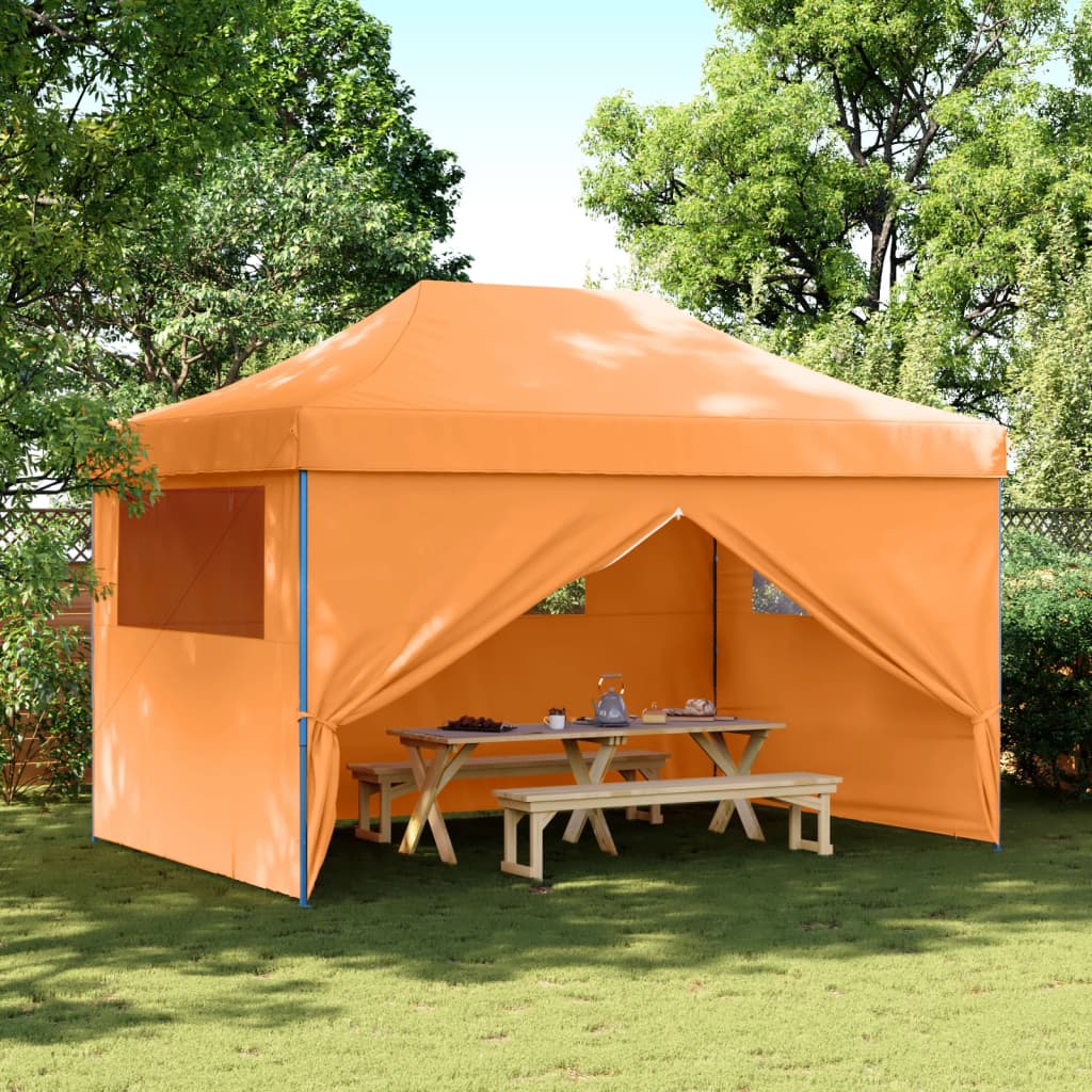 Partyzelt Faltbar Pop-Up Mit 4 Seitenteilen Orange