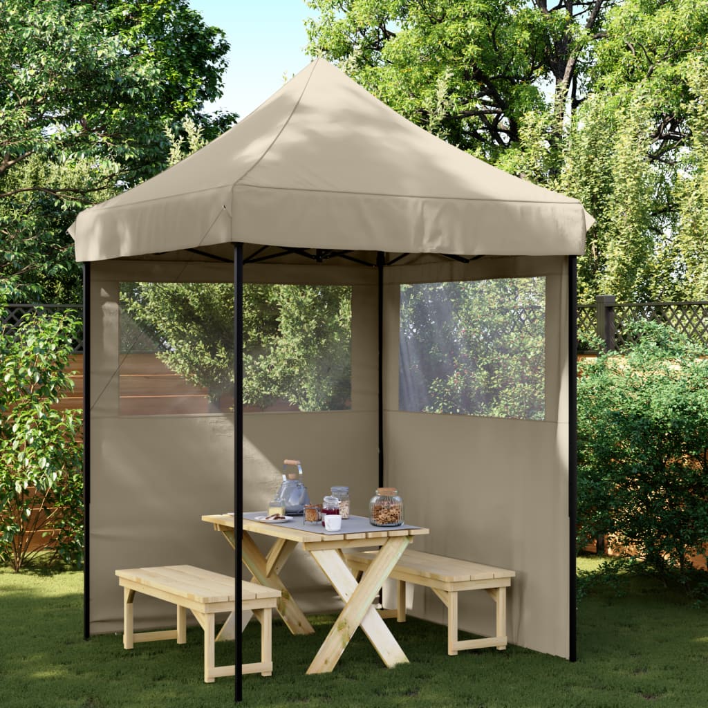 Partyzelt Faltbar Pop-Up Mit 4 Seitenteilen Taupe