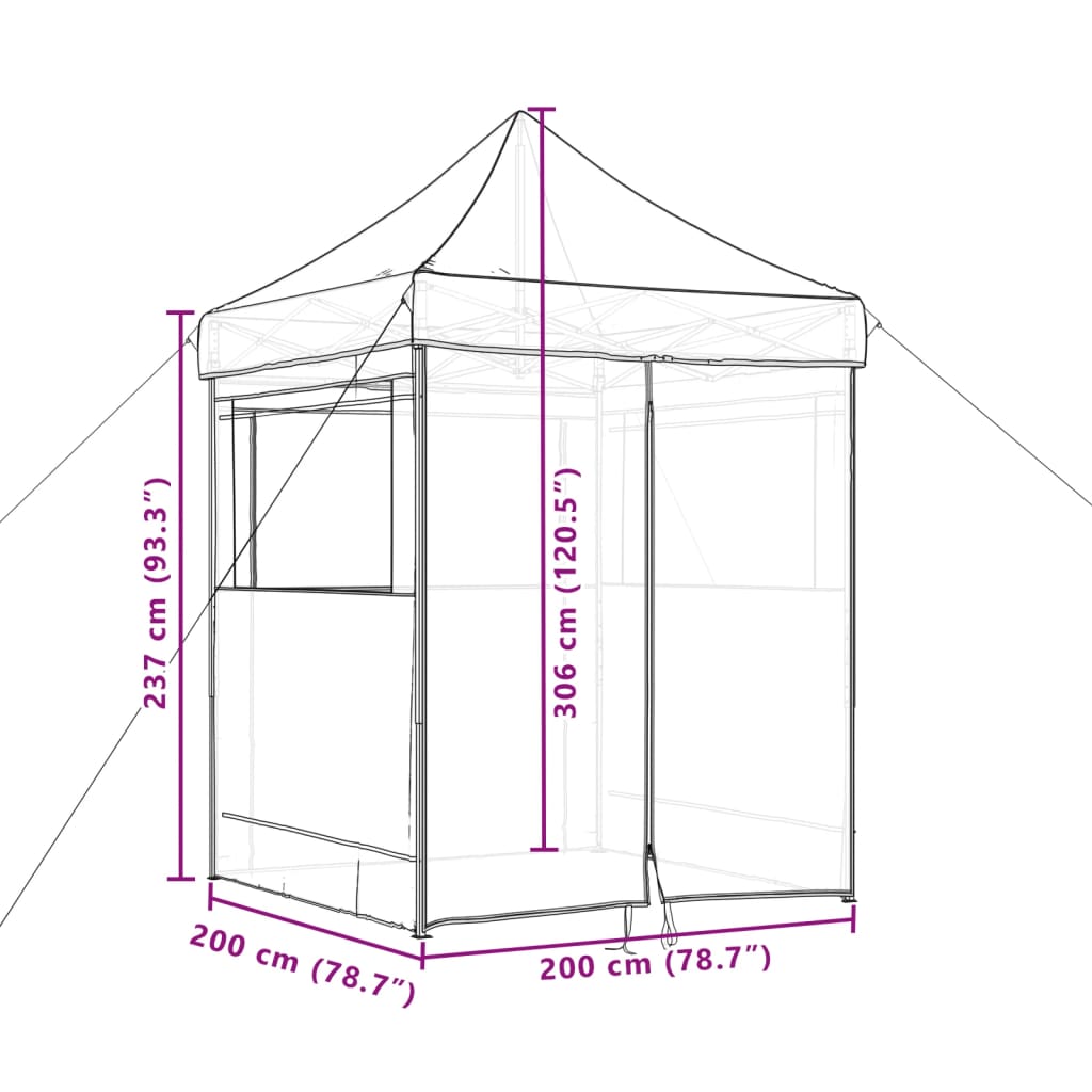 Partyzelt Faltbar Pop-Up Mit 4 Seitenteilen Taupe