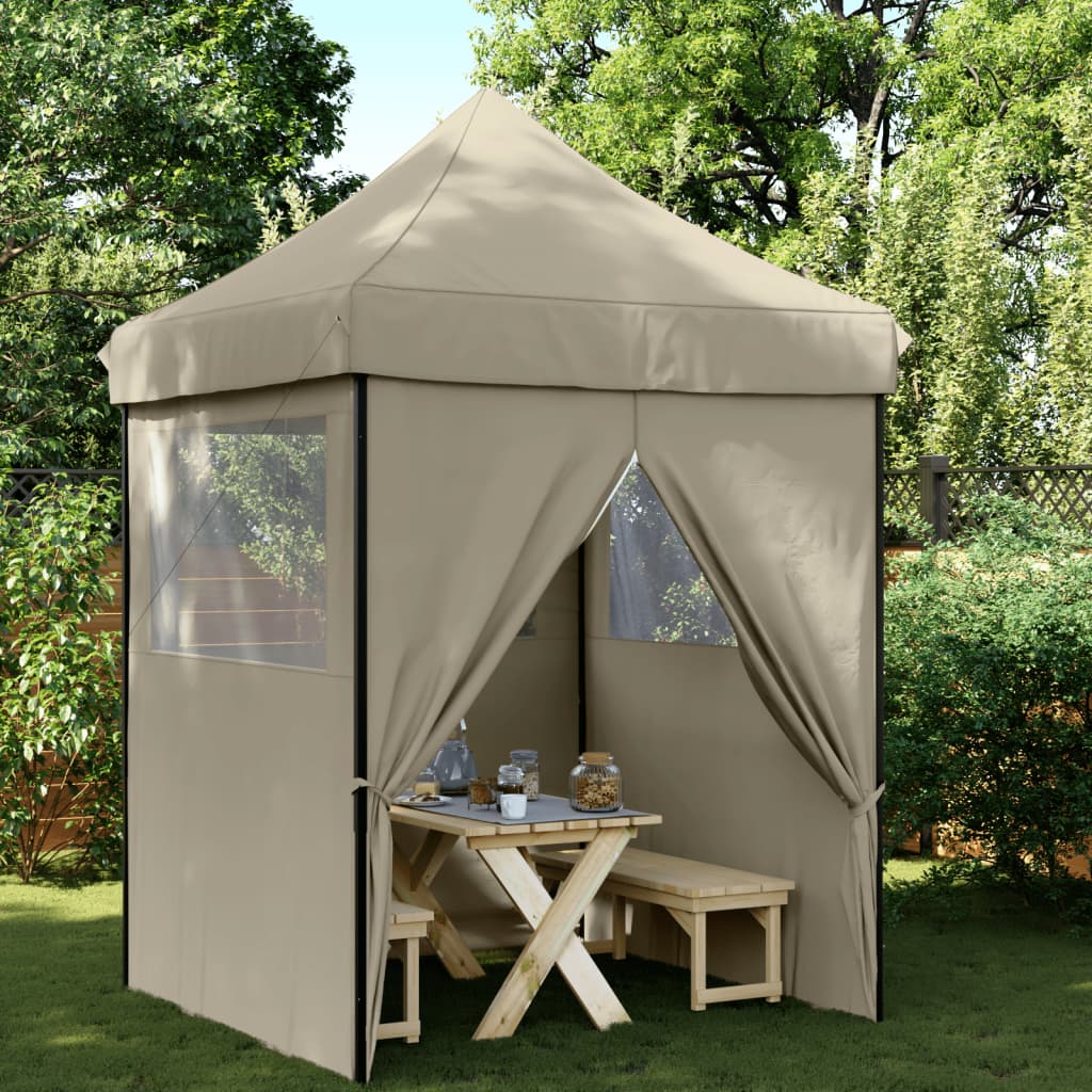 Partyzelt Faltbar Pop-Up Mit 4 Seitenteilen Taupe