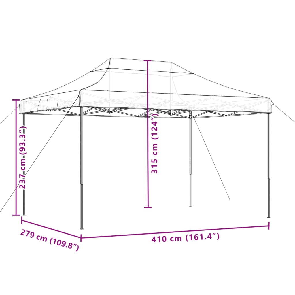 Partyzelt Faltbar Pop-Up 410X279X315 Cm Grün