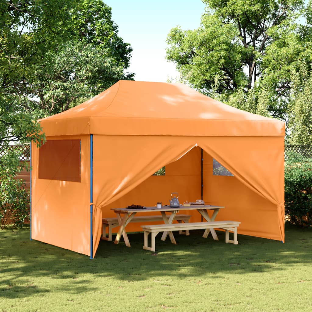 Partyzelt Faltbar Pop-Up Mit 4 Seitenteilen Orange