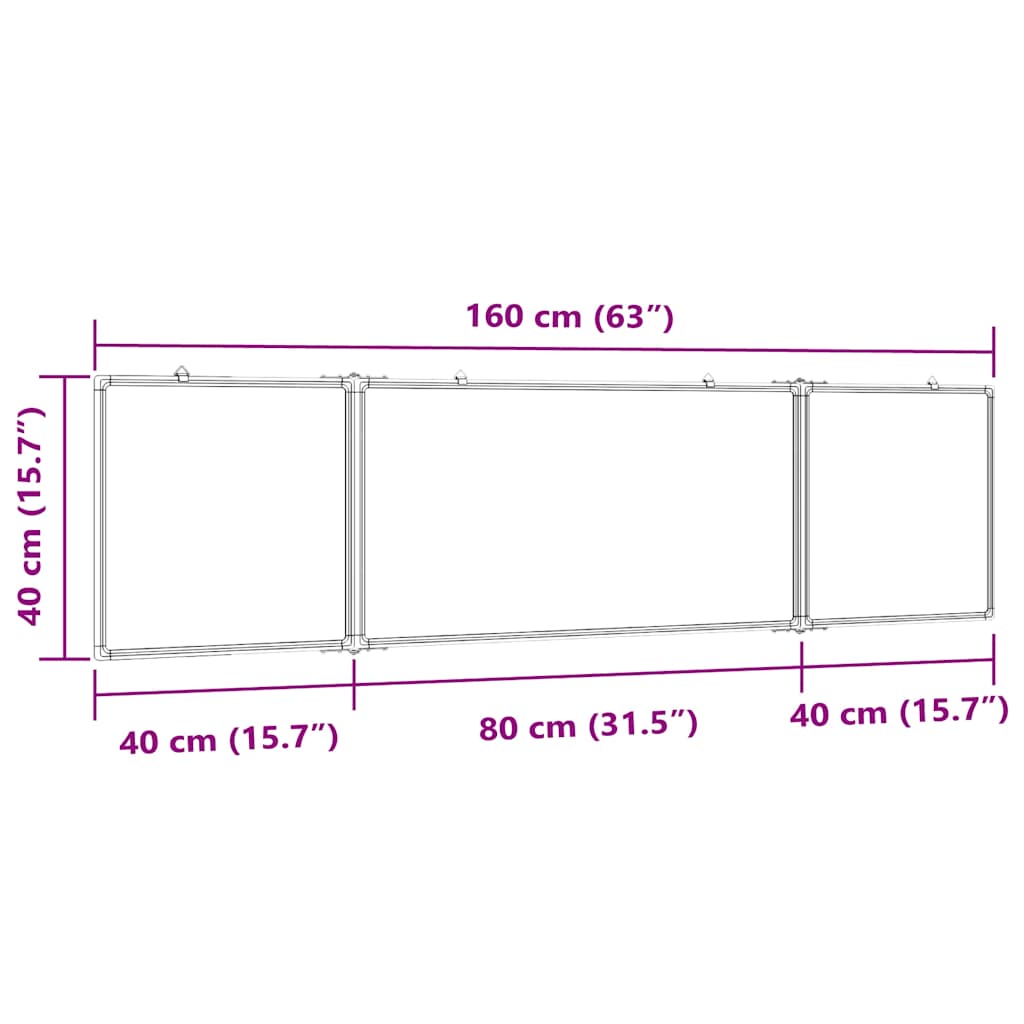 Magnetisches Whiteboard Klappbar 160X40X1,7 Cm Aluminium