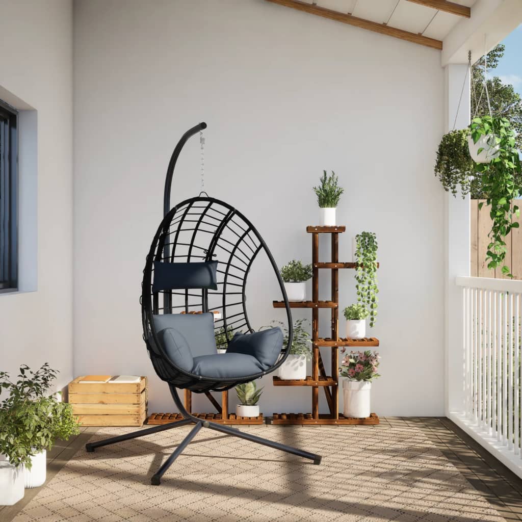Hängesessel Ei-Design Mit Ständer Rattan Und Stahl
