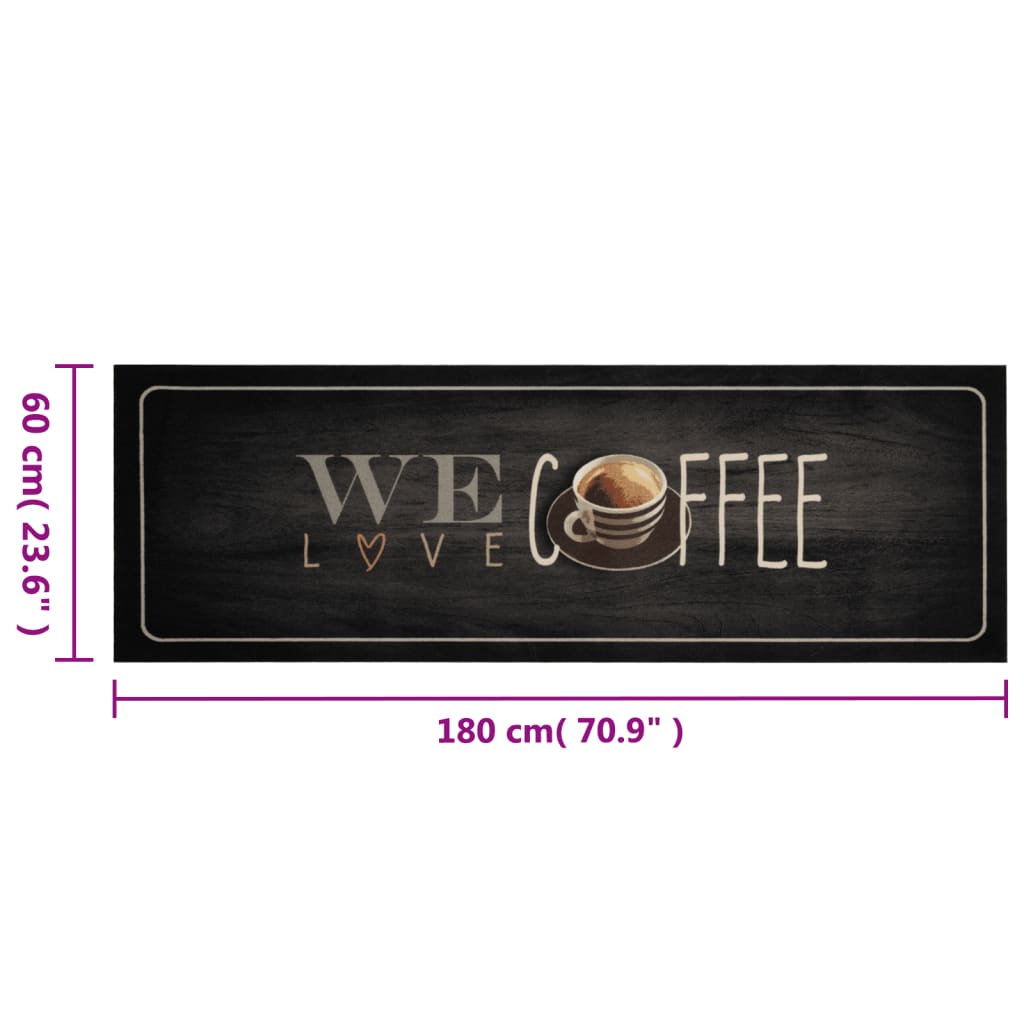 Küchenteppich Waschbar Kaffee Samt Kaffee Text
