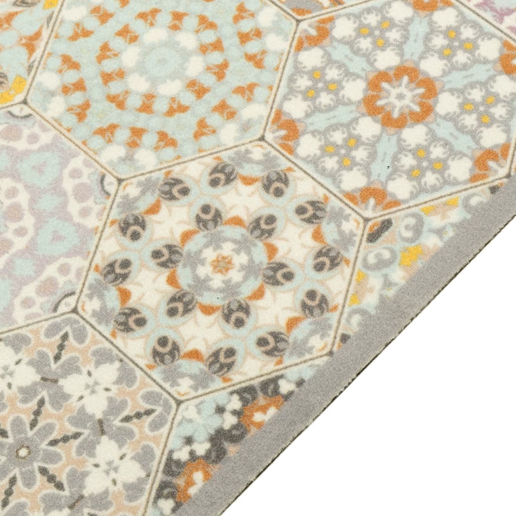 Küchenteppich Waschbar Sechseck Pastell Samt Hexagonal