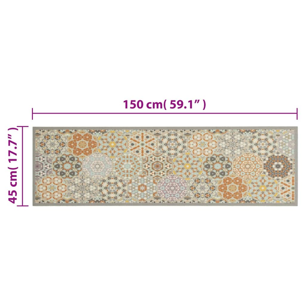 Küchenteppich Waschbar Sechseck Pastell Samt Hexagonal