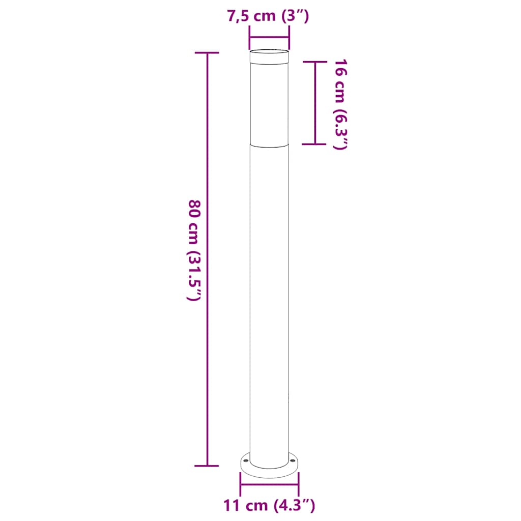 Pollerleuchten 3Er 80 Cm Edelstahl Ip44