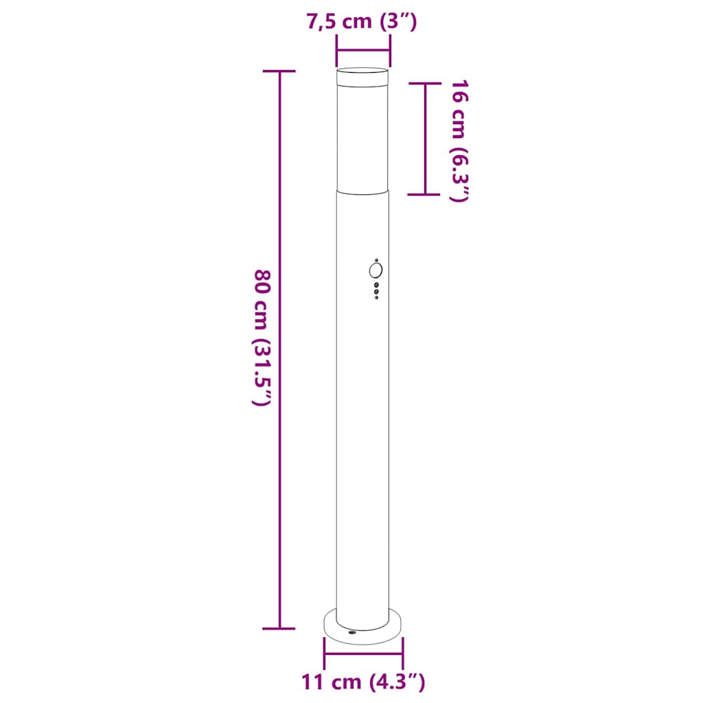 Pollerleuchte Mit Sensor 80 Cm Edelstahl Ip44