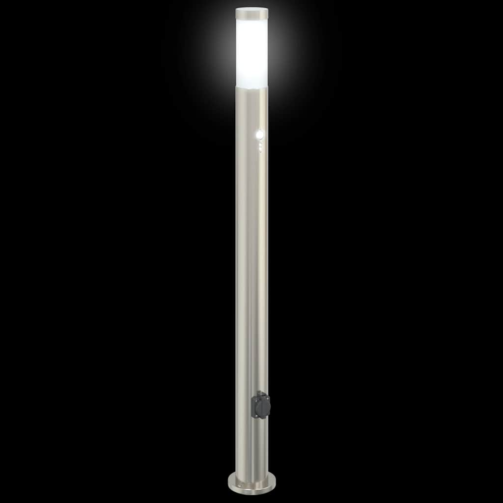 Pollerleuchten Mit Sensor&Steckdose 3Er 110 Cm Edelstahl Ip44