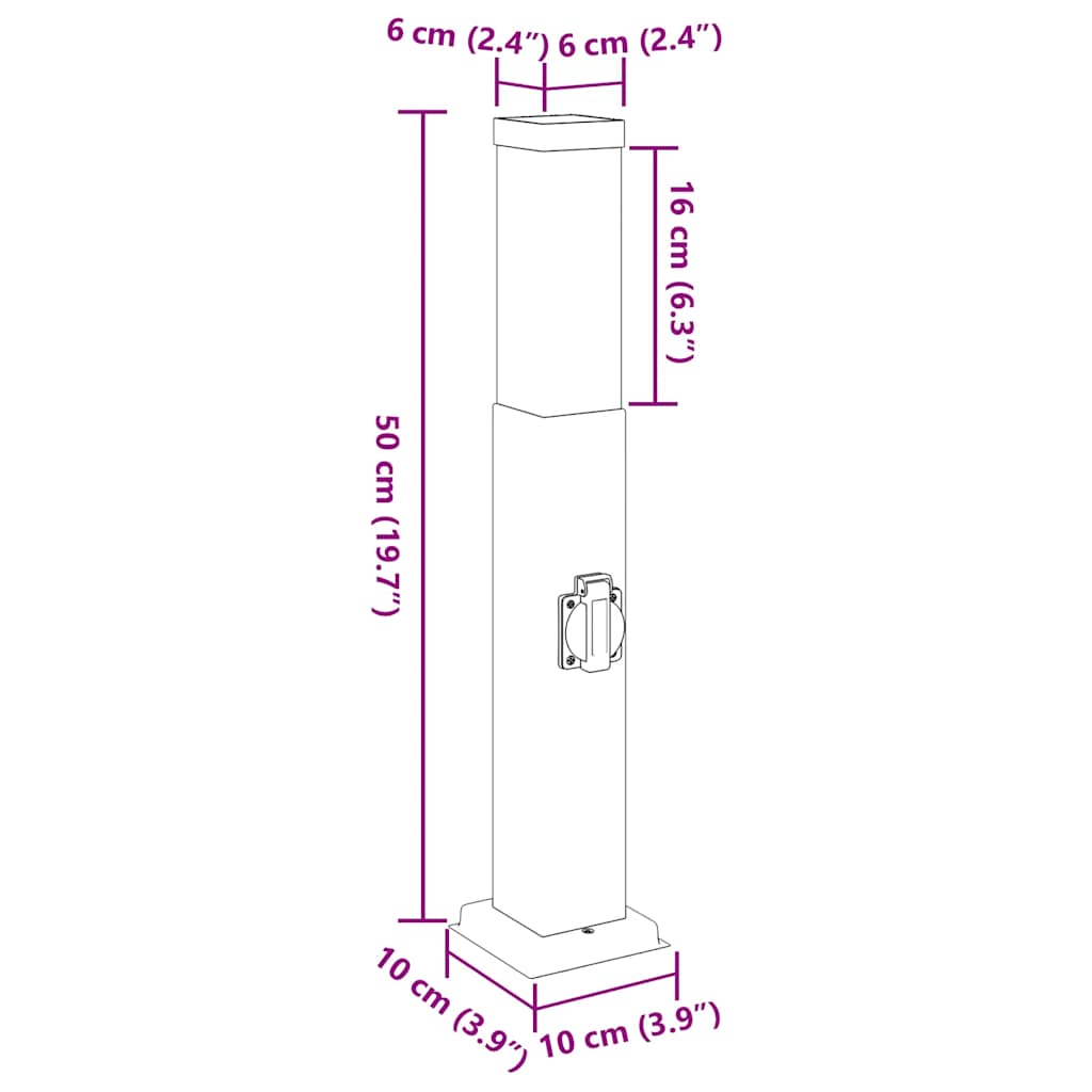 Pollerleuchten Mit Auslass 3 Stk. 50 Cm Edelstahl Ip44