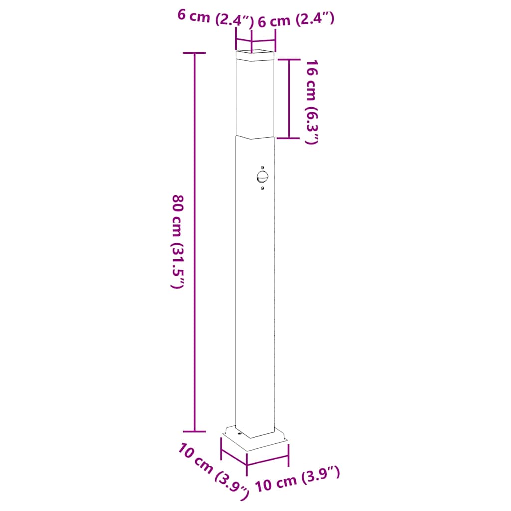 Pollerleuchten Mit Sensor 3 Stk. 80 Cm Schwarz Ip44