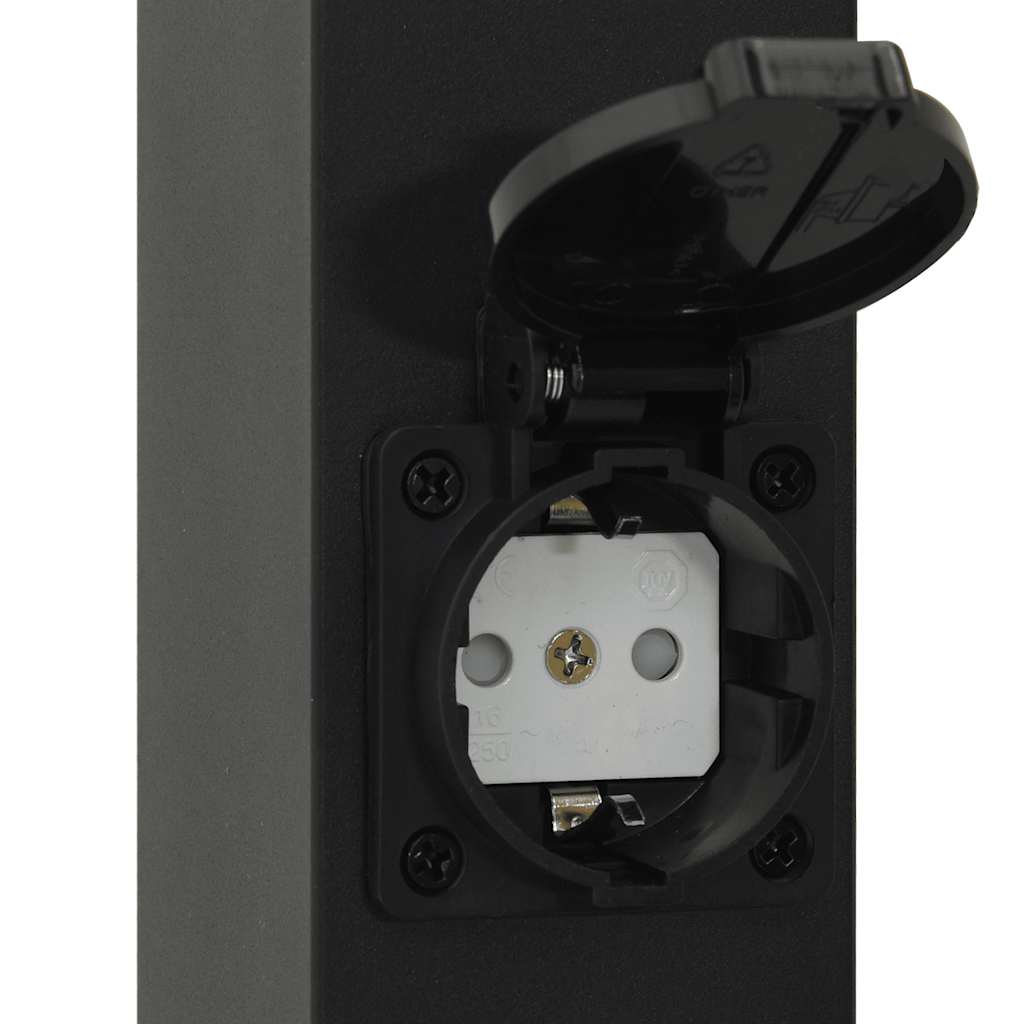 Pollerleuchten Mit Steckdose 3 Stk. 50 Cm Schwarz Ip44