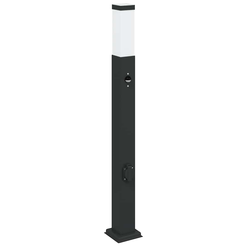 Pollerleuchten Mit Sensor&Steckdose 3 Stk. 80 Cm Schwarz Ip44