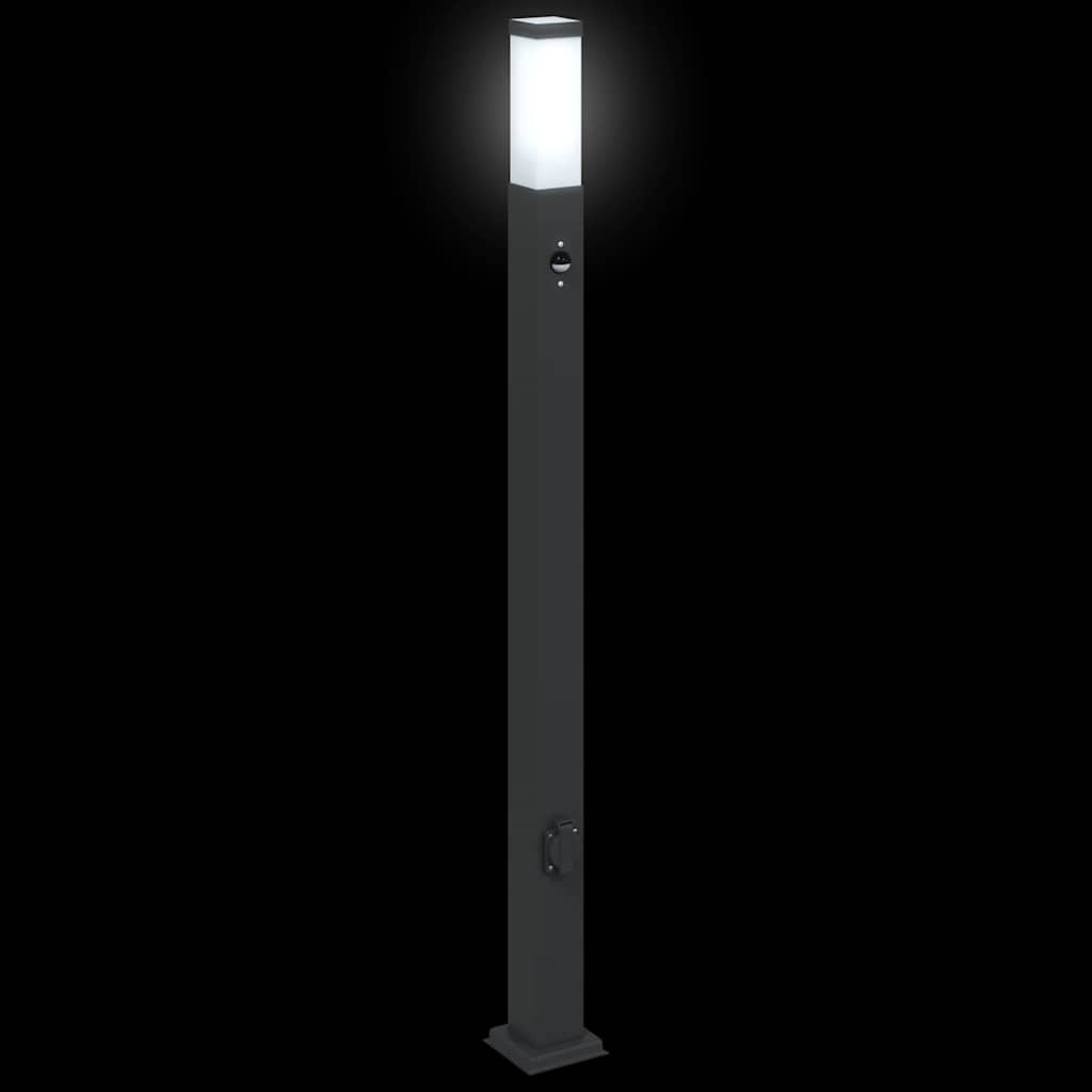 Pollerleuchte Mit Sensor Und Steckdose 110 Cm Schwarz Ip44