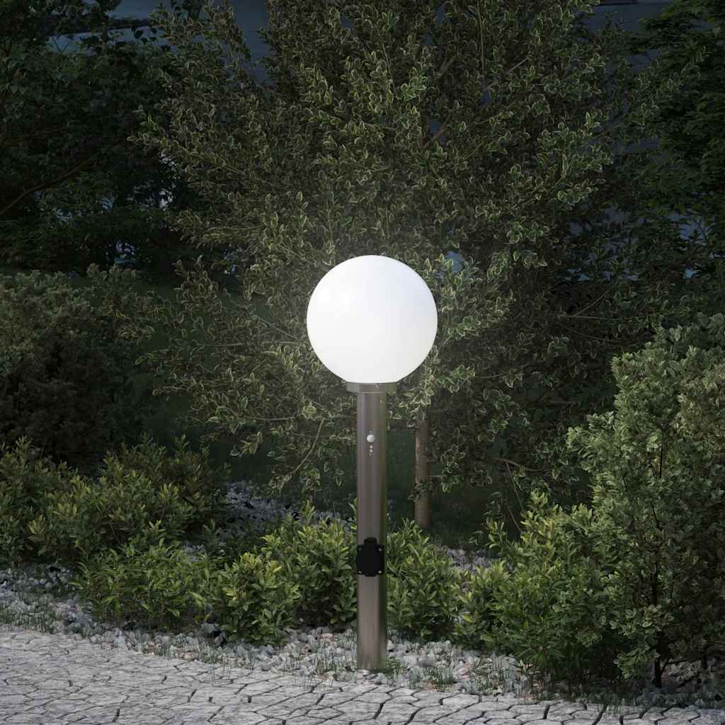 Pollerleuchte Mit Sensor&Steckdose 80 Cm Edelstahl Ip44