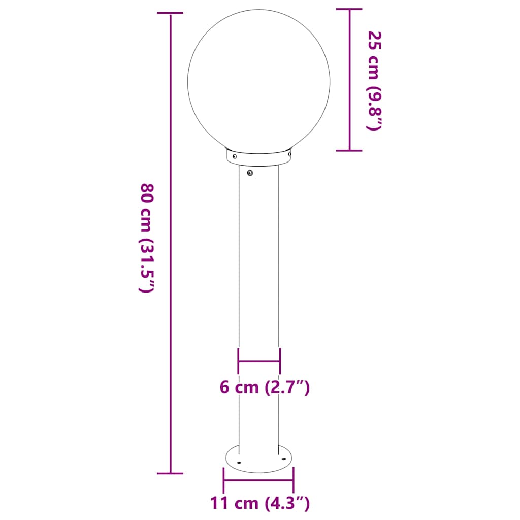 Pollerleuchte 80 Cm Schwarz Ip44