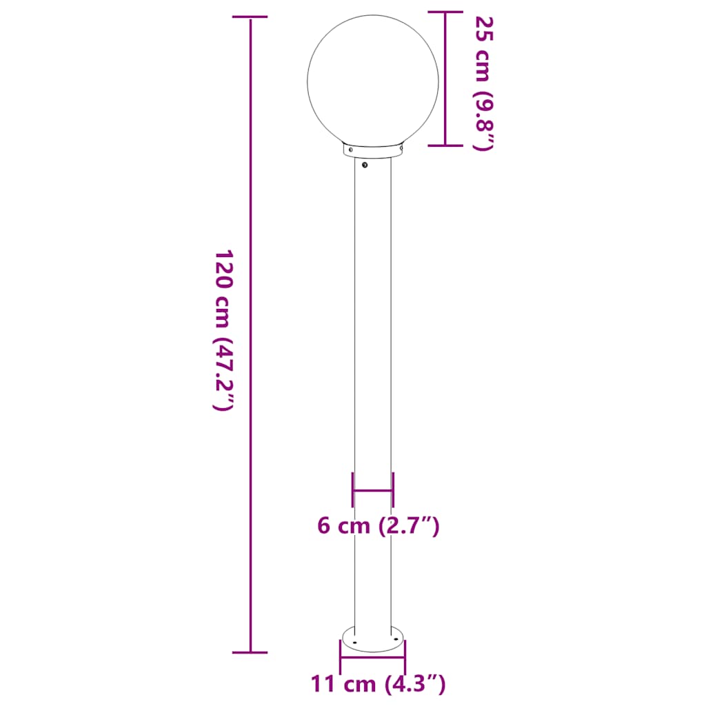 Pollerleuchten 3 Stk. 120 Cm Schwarz Ip44