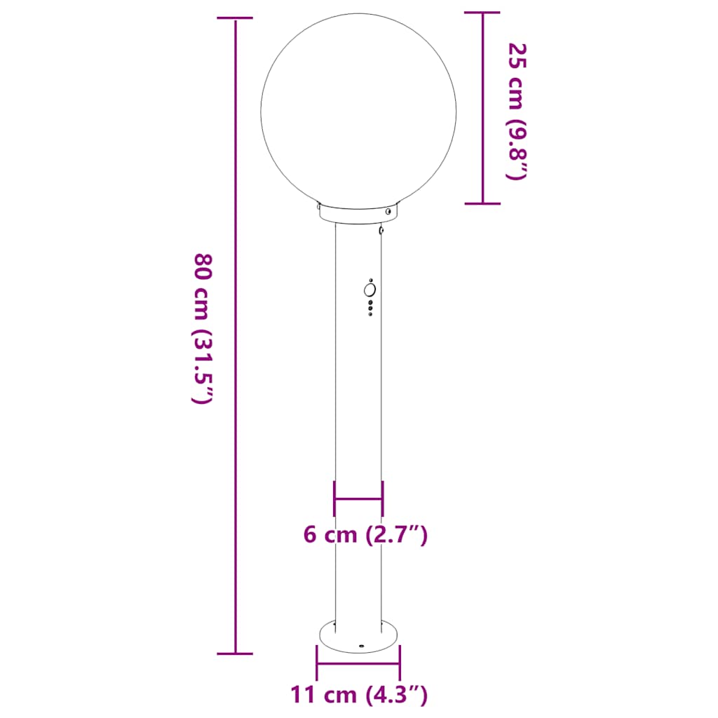 Pollerleuchten Mit Sensor 3 Stk. 80 Cm Schwarz Ip44