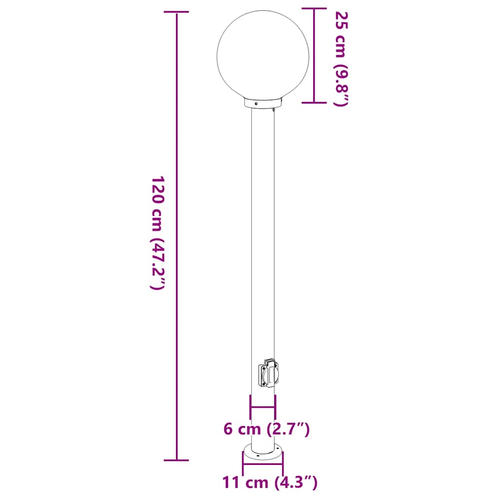 Pollerleuchte Mit Auslass 120 Cm Schwarz Ip44