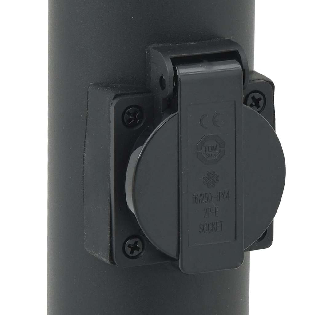 Pollerleuchte Mit Sensor Und Steckdose 80 Cm Schwarz Ip44