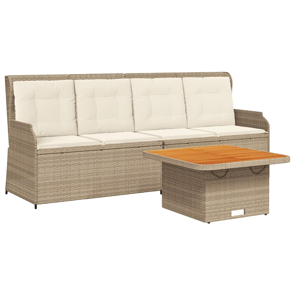 3-Tlg. Garten-Lounge-Set Mit Kissen Beige Poly Rattan
