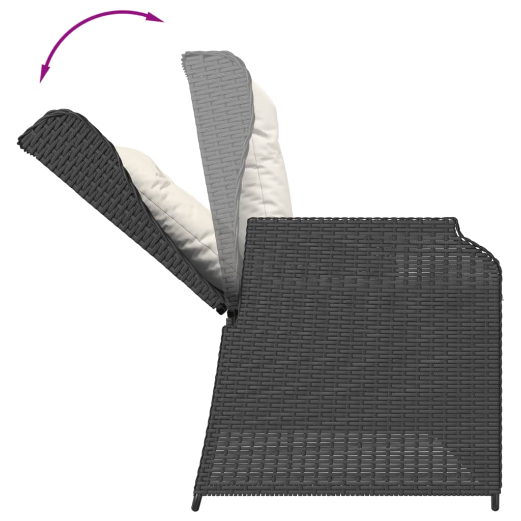 4-Tlg. Garten-Lounge-Set Mit Kissen Schwarz Poly Rattan