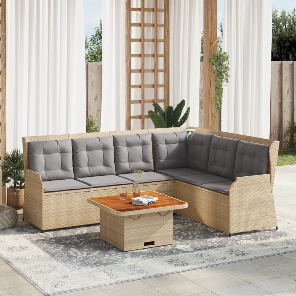 5-Tlg. Garten-Lounge-Set Mit Kissen Poly Rattan
