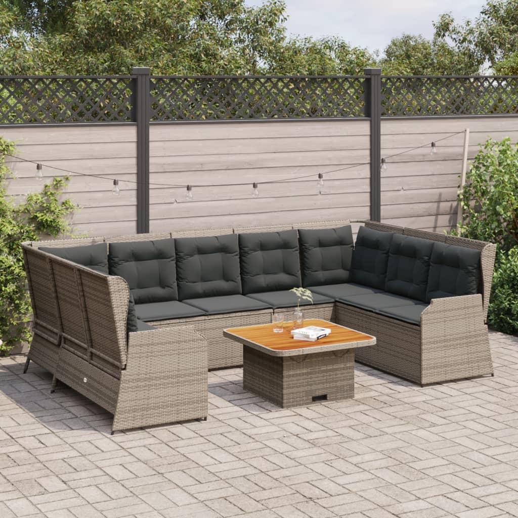 7-Tlg. Garten-Lounge-Set Mit Kissen Beige Poly Rattan