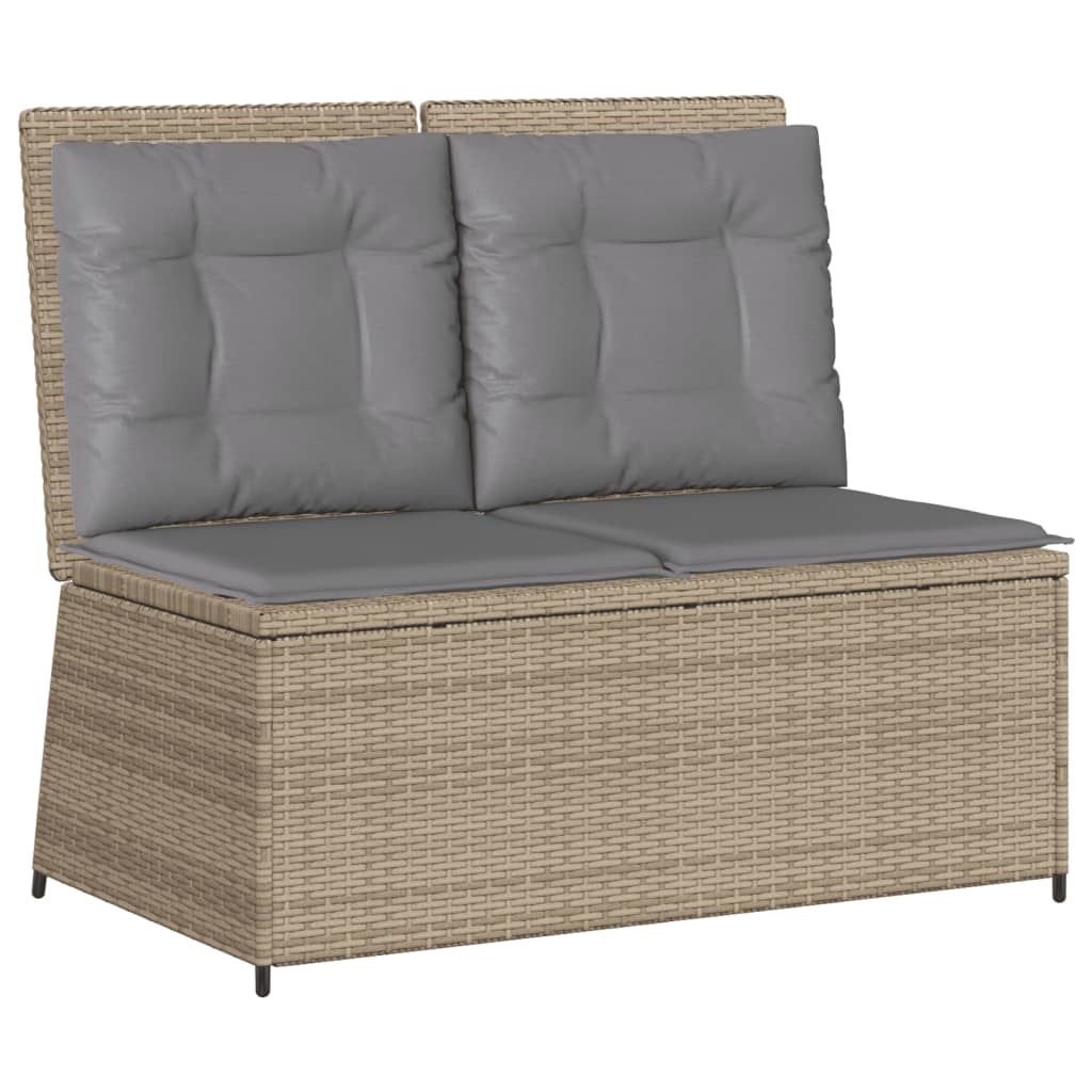 7-Tlg. Garten-Lounge-Set Mit Kissen Beige Poly Rattan