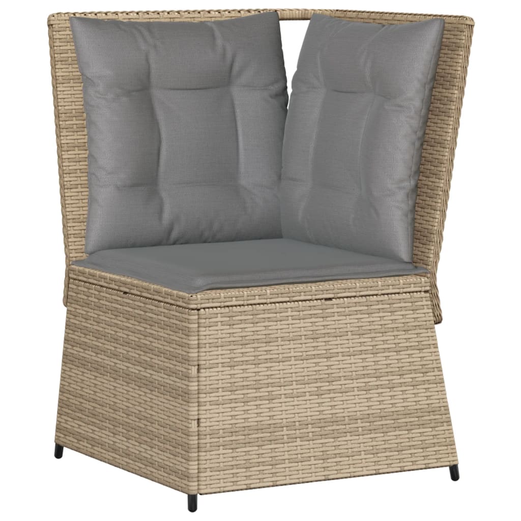 7-Tlg. Garten-Lounge-Set Mit Kissen Beige Poly Rattan