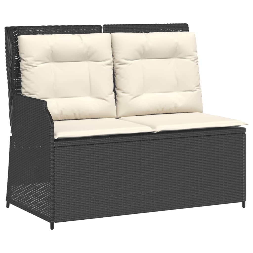 7-Tlg. Garten-Lounge-Set Mit Kissen Schwarz Poly Rattan
