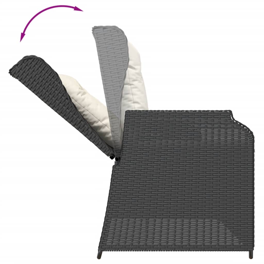 3-Tlg. Garten-Lounge-Set Mit Kissen Poly Rattan